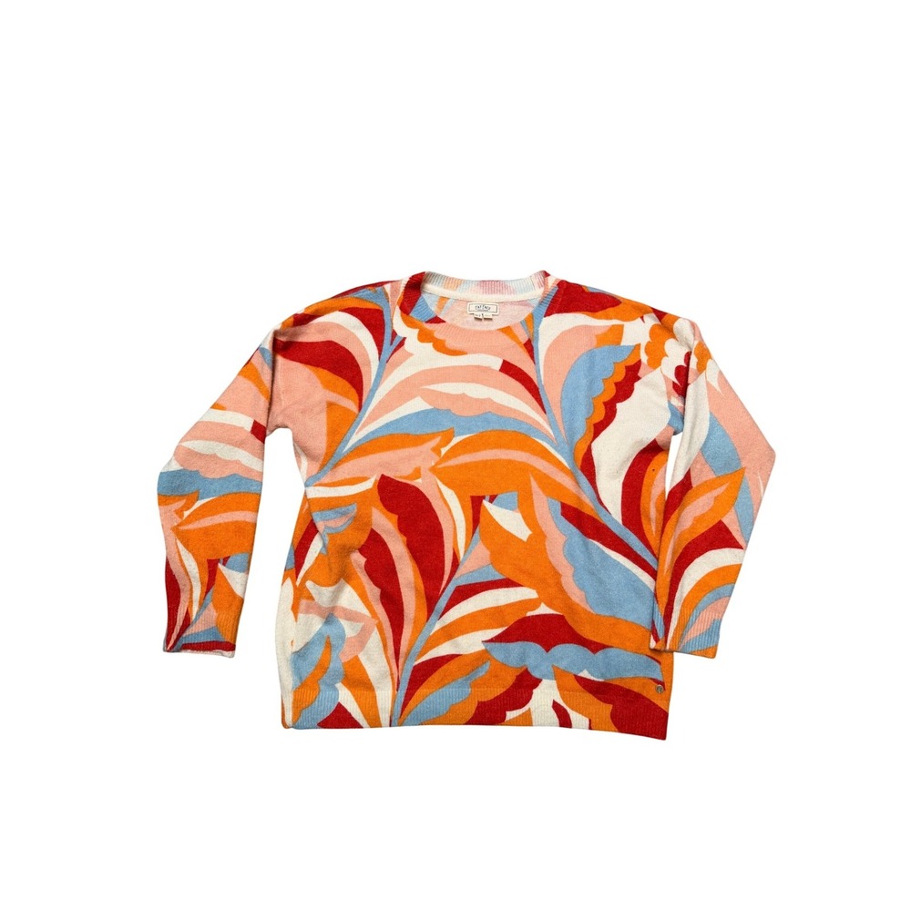 FatFace Abstract Botanical Wool Blend Crewneck Sweater‎ Orange Blue Red Size 6